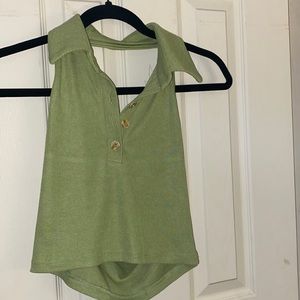 Collared halter crop top